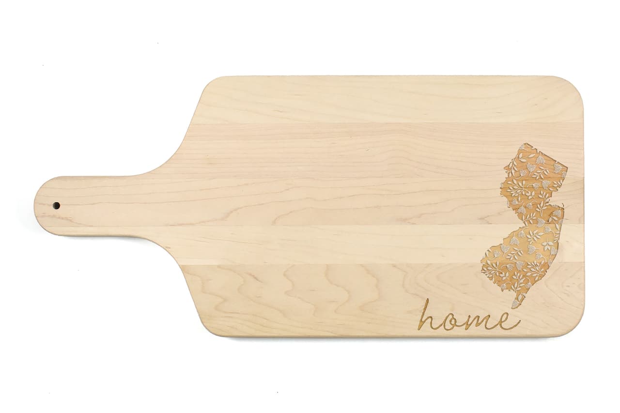 17" Floral Home State Maple Paddle Cutting Board
